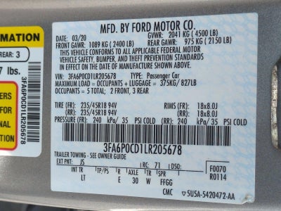 2020 Ford Fusion SEL FWD
