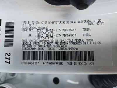 2022 Toyota Tacoma 2WD 2WD TRD Sport Double Cab 5' Bed V6 AT (Natl)