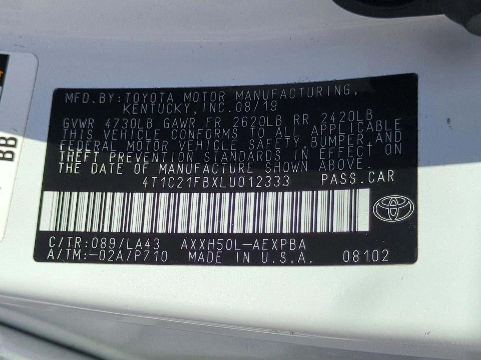 2020 Toyota Avalon Hybrid Limited (Natl)