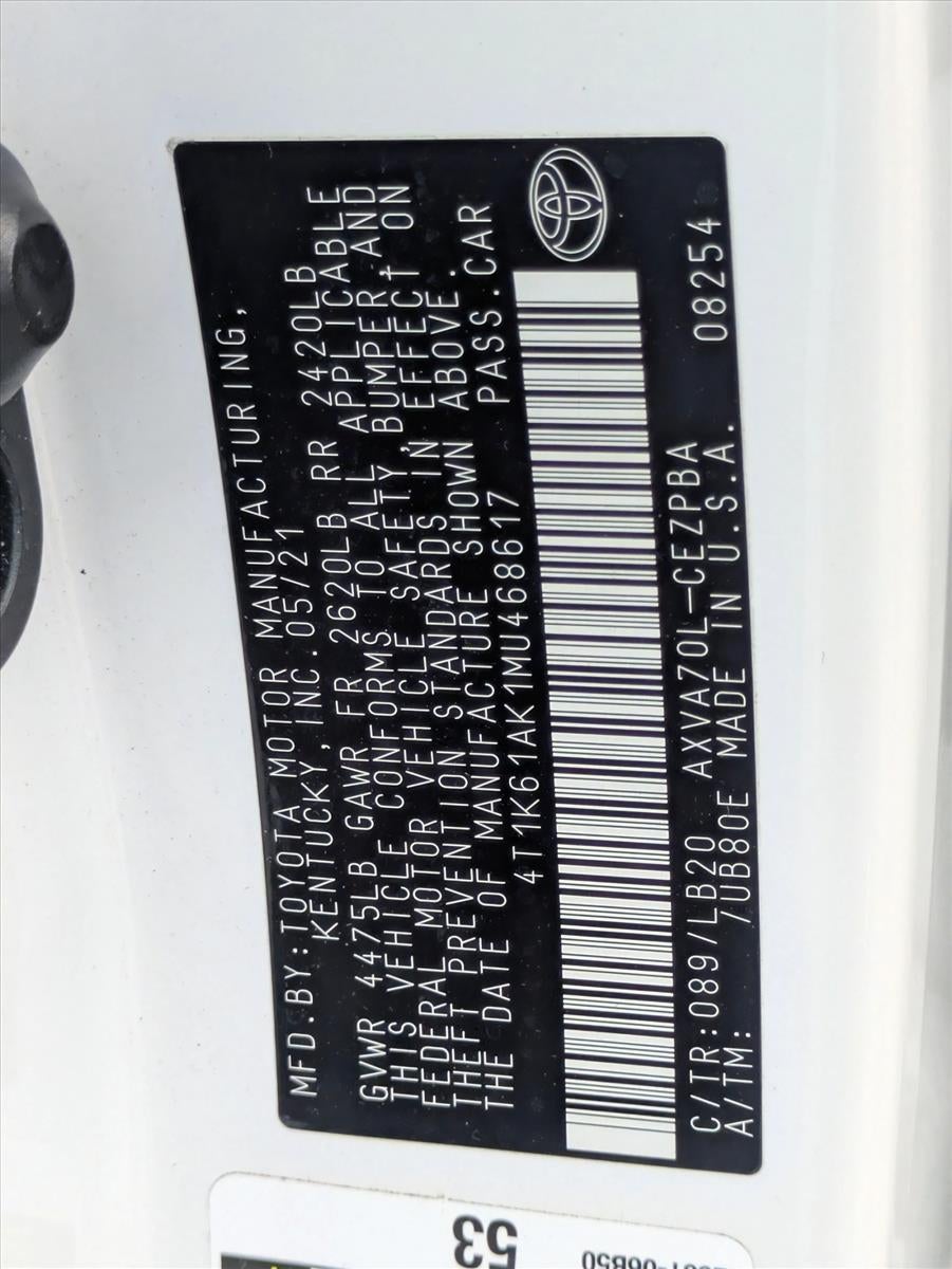2021 Toyota Camry XSE Auto (Natl)