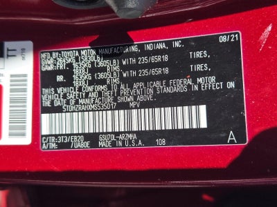 2021 Toyota Highlander XLE FWD (Natl)