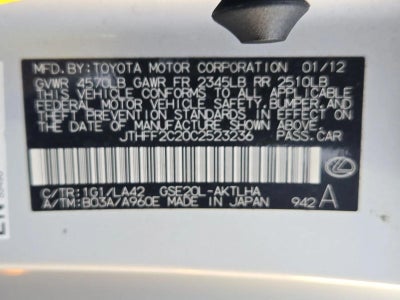 2012 Lexus IS 250C 2dr Conv Auto