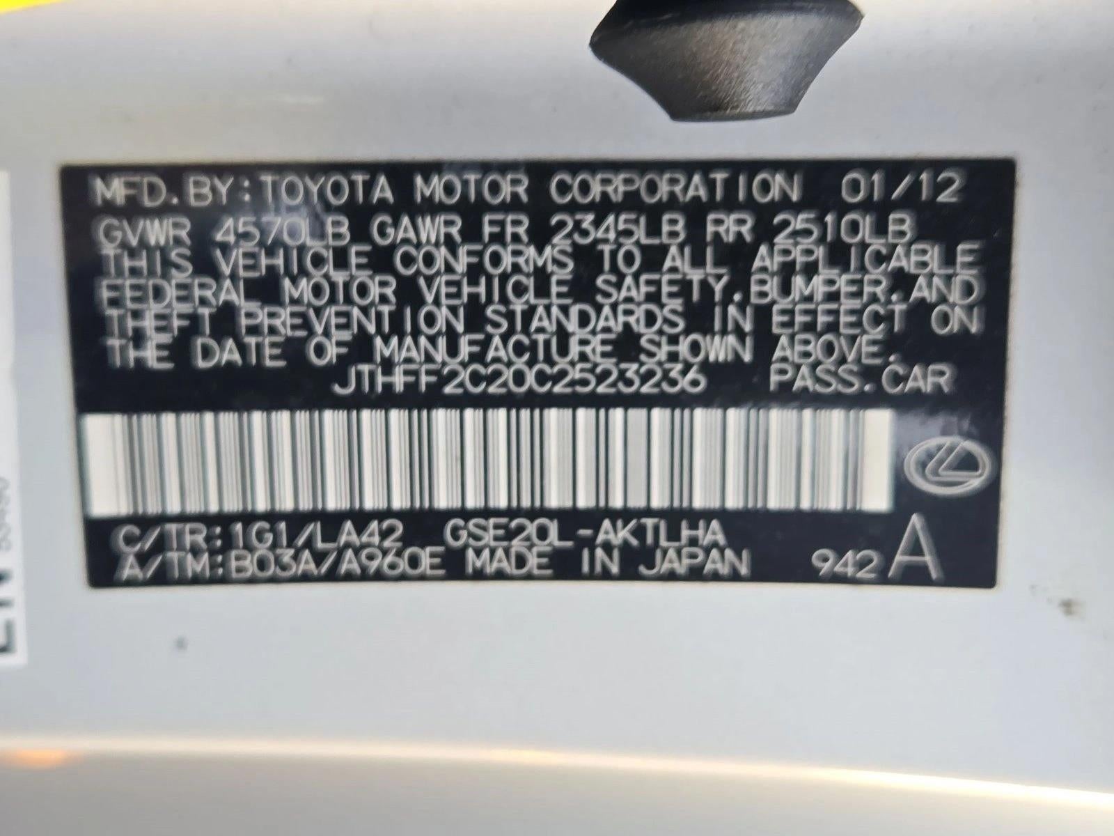 2012 Lexus IS 250C 2dr Conv Auto