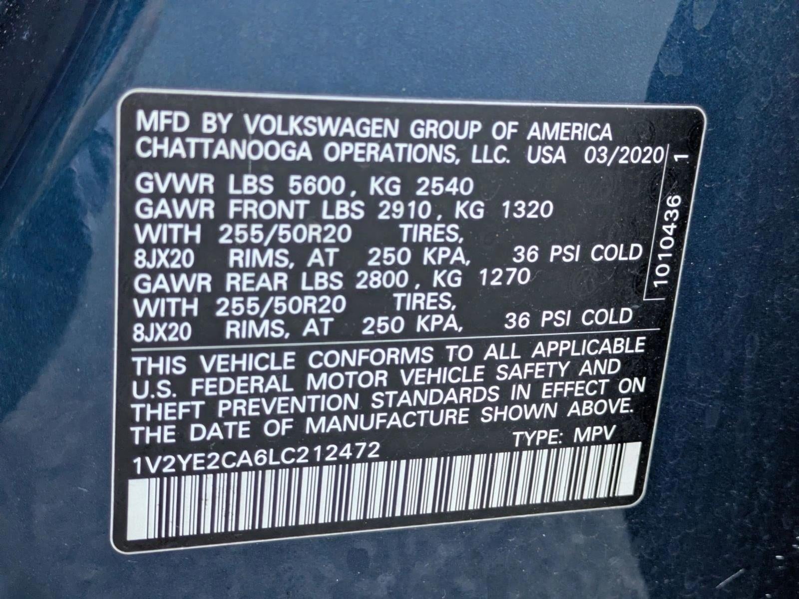 2020 Volkswagen Atlas Cross Sport 3.6L V6 SE w/Technology FWD