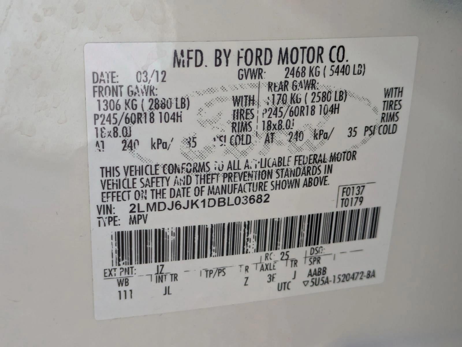 2013 Lincoln MKX 4dr Wgn 3.7L V6 FWD