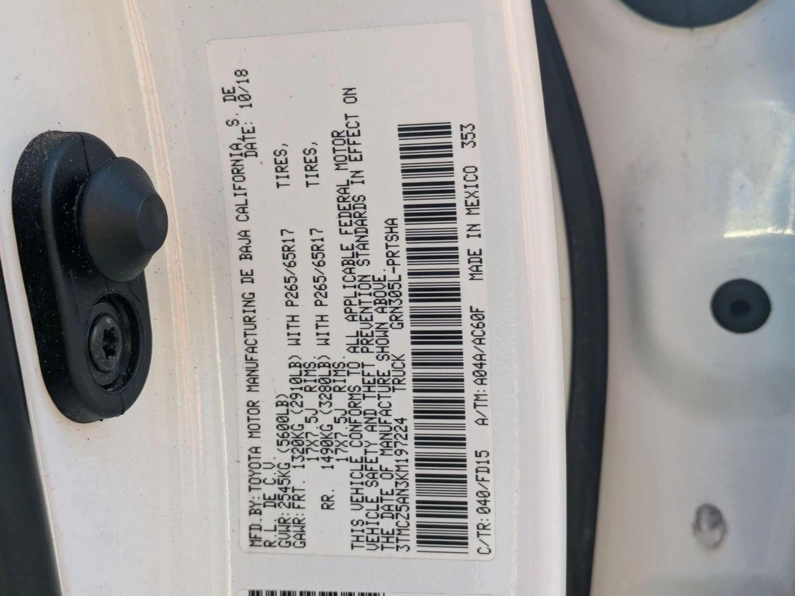 2019 Toyota Tacoma 4WD 4WD TRD Sport Double Cab 5' Bed V6 AT (Natl)