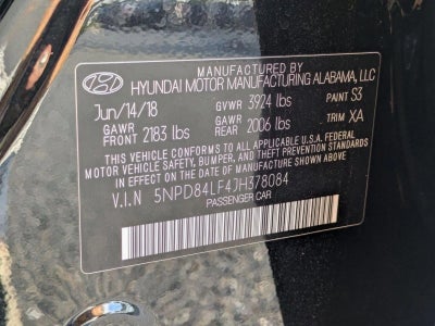 2018 Hyundai ELANTRA SEL 2.0L Auto