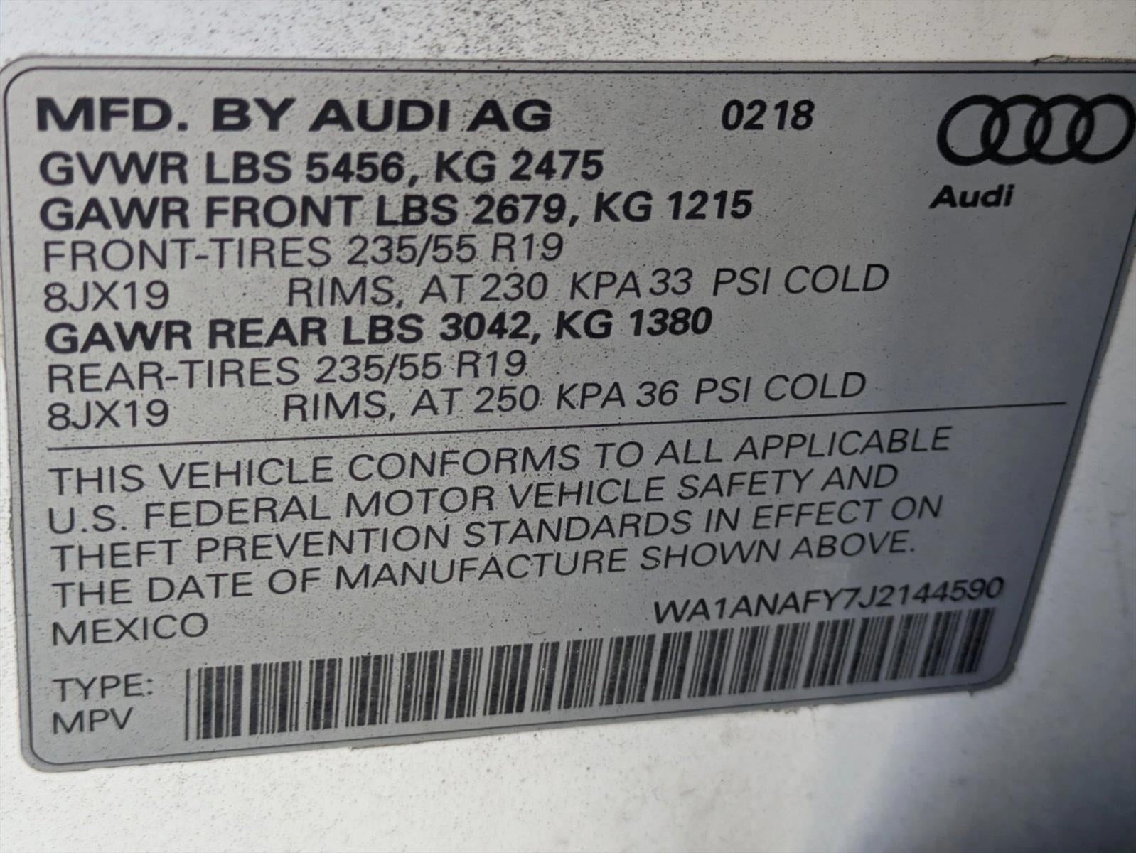 2018 Audi Q5 2.0 TFSI Premium