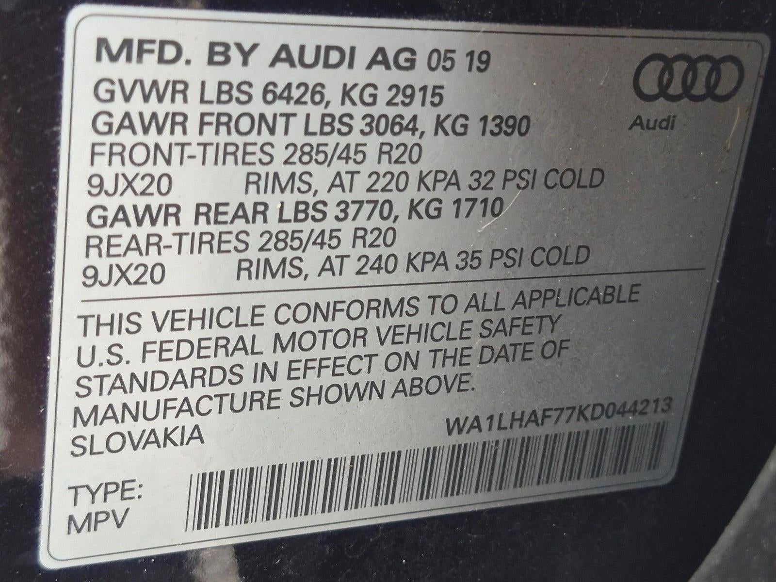 2019 Audi Q7 Premium Plus 45 TFSI quattro